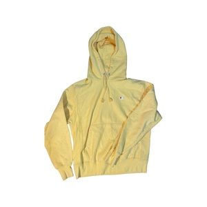 Yellow Champion reverse weave hoodie